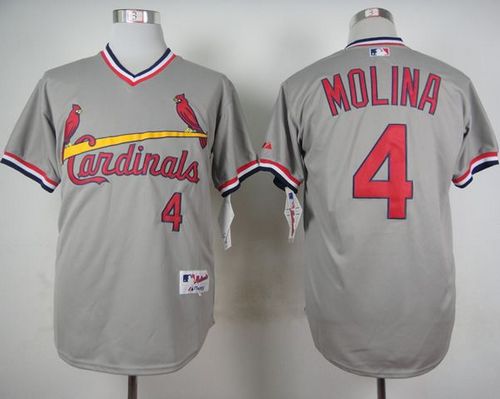 Cardinals #4 Yadier Molina Grey 1978 Turn Back The Clock Stitched MLB Jersey - Click Image to Close